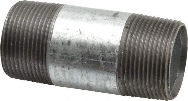 B&K Mueller - Schedule 40, 1-1/4 x 3-1/2" Galvanized Pipe Nipple - Threaded Steel - Industrial Tool & Supply
