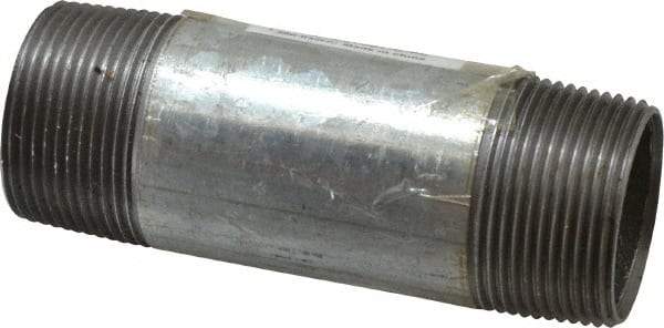 B&K Mueller - Schedule 40, 1-1/4 x 4-1/2" Galvanized Pipe Nipple - Threaded Steel - Industrial Tool & Supply