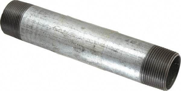 B&K Mueller - Schedule 40, 1-1/4 x 8" Galvanized Pipe Nipple - Threaded Steel - Industrial Tool & Supply