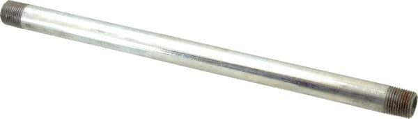 B&K Mueller - Schedule 40, 3/8 x 11" Galvanized Pipe Nipple - Threaded Steel - Industrial Tool & Supply