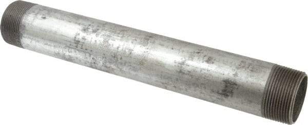B&K Mueller - Schedule 40, 1-1/2 x 12" Galvanized Pipe Nipple - Threaded Steel - Industrial Tool & Supply