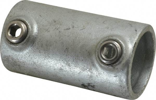 PRO-SAFE - 1-1/4" Pipe, Malleable Iron Straight Coupling Pipe Rail Fitting - Galvanized Finish - Industrial Tool & Supply