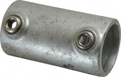 PRO-SAFE - 1-1/4" Pipe, Malleable Iron Straight Coupling Pipe Rail Fitting - Galvanized Finish - Industrial Tool & Supply