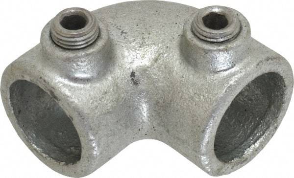 PRO-SAFE - 3/4" Pipe, 90° Elbow, Malleable Iron Elbow Pipe Rail Fitting - Galvanized Finish - Industrial Tool & Supply