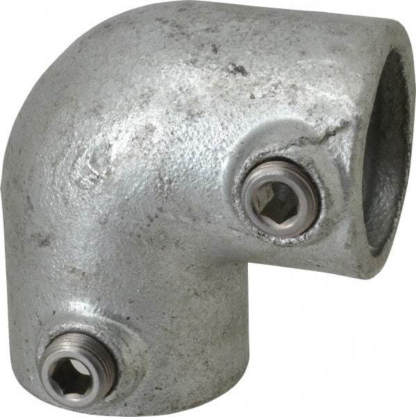 PRO-SAFE - 1-1/4" Pipe, 90° Elbow, Malleable Iron Elbow Pipe Rail Fitting - Galvanized Finish - Industrial Tool & Supply