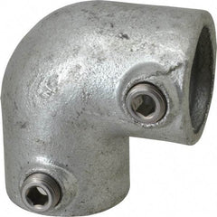 PRO-SAFE - 1-1/4" Pipe, 90° Elbow, Malleable Iron Elbow Pipe Rail Fitting - Galvanized Finish - Industrial Tool & Supply