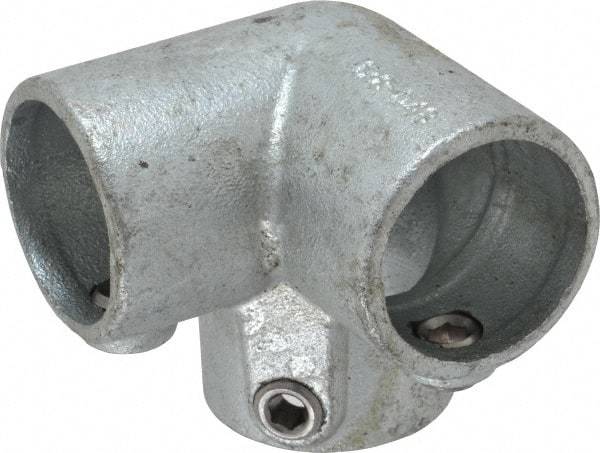 PRO-SAFE - 1-1/2" Pipe, 90° Side Outlet Elbow, Malleable Iron Elbow Pipe Rail Fitting - Galvanized Finish - Industrial Tool & Supply