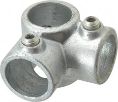 PRO-SAFE - 1" Pipe, Two Socket Tee, Malleable Iron Tee Pipe Rail Fitting - Galvanized Finish - Industrial Tool & Supply