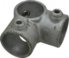 PRO-SAFE - 1-1/4" Pipe, Two Socket Tee, Malleable Iron Tee Pipe Rail Fitting - Galvanized Finish - Industrial Tool & Supply