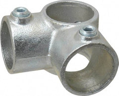 PRO-SAFE - 1-1/2" Pipe, Two Socket Tee, Malleable Iron Tee Pipe Rail Fitting - Galvanized Finish - Industrial Tool & Supply