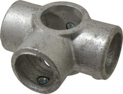 PRO-SAFE - 1-1/4" Pipe, Side Outlet Tee, Malleable Iron Tee Pipe Rail Fitting - Galvanized Finish - Industrial Tool & Supply