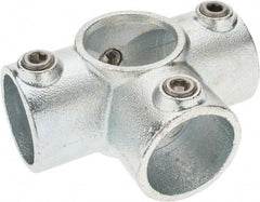 PRO-SAFE - 1-1/2" Pipe, Side Outlet Tee, Malleable Iron Tee Pipe Rail Fitting - Galvanized Finish - Industrial Tool & Supply
