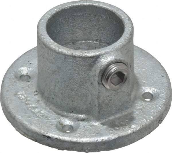 PRO-SAFE - 1-1/4" Pipe, Medium Flange, Malleable Iron Flange Pipe Rail Fitting - Galvanized Finish - Industrial Tool & Supply
