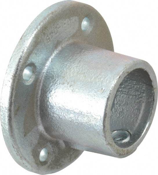 PRO-SAFE - 1-1/2" Pipe, Medium Flange, Malleable Iron Flange Pipe Rail Fitting - Galvanized Finish - Industrial Tool & Supply