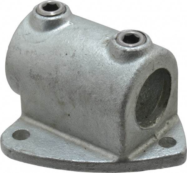 PRO-SAFE - 1-1/4" Pipe, Two Socket Tee, Wall Mount Flange, Malleable Iron Flange Pipe Rail Fitting - Galvanized Finish - Industrial Tool & Supply