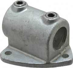 PRO-SAFE - 1-1/4" Pipe, Two Socket Tee, Wall Mount Flange, Malleable Iron Flange Pipe Rail Fitting - Galvanized Finish - Industrial Tool & Supply