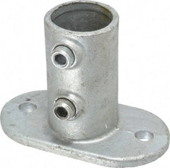 PRO-SAFE - 1-1/4" Pipe, Railing Flange, Malleable Iron Flange Pipe Rail Fitting - Galvanized Finish - Industrial Tool & Supply