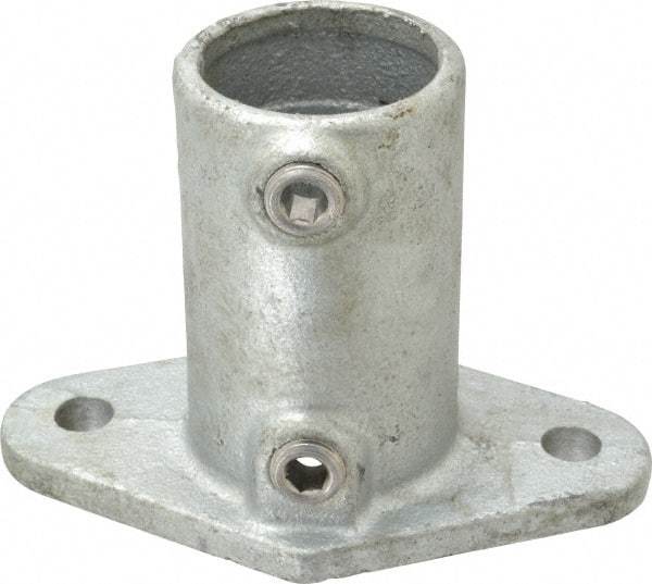 PRO-SAFE - 1-1/2" Pipe, Railing Flange, Malleable Iron Flange Pipe Rail Fitting - Galvanized Finish - Industrial Tool & Supply