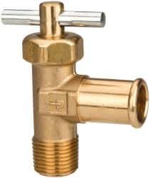 Parker - Hose I.D. x MNPTF with Pin Handle End Connection Brass Truck Valve - 2.47" OAL, 5/8 x 3/8" Pipe - Industrial Tool & Supply