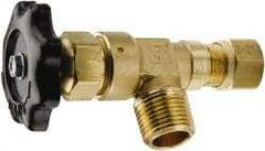 Parker - MNPTF x Tube (NTA) End Connection Brass Truck Valve - 3.58" OAL, 1/2" Pipe - Industrial Tool & Supply