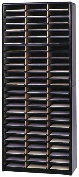 Safco - 32-1/4" Wide x 75" High x 13-1/2" Deep Steel Document Organizer - 72 Compartments, Black, 9-3/4" Wide x 2-1/2" High x 12-1/2" Deep Compartment - Industrial Tool & Supply