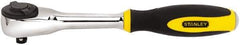 Stanley - 3/8" Drive Pear Head Ratchet - Chrome Finish, 9" OAL, 60 Gear Teeth, Rotator Head - Industrial Tool & Supply
