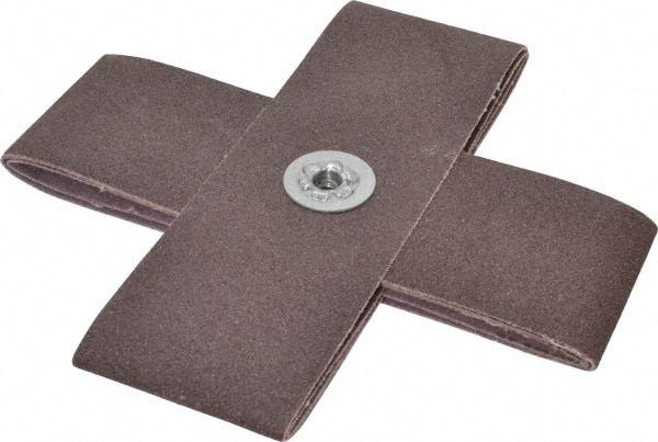 Made in USA - 80 Grit, Medium Grade, Aluminum Oxide Cross Pad - 6" Long x 2" Wide x 2" Thick, Cloth Backed, X Backing Weight, 10 Ply, 7,500 Max RPM - Industrial Tool & Supply
