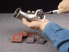 Made in USA - 100 Grit, Fine Grade, Aluminum Oxide Square Pad - 3" Long x 1/2" Wide x 1/2" Thick, Cloth Backed, X Backing Weight, 18 Ply, 15,000 Max RPM - Industrial Tool & Supply