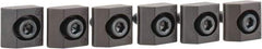 Mitee-Bite - 1/4-20 Screw Thread, 3/4" Wide x 0.15" High, Serrated Steel Standard Style Screw Mount Toe Clamp - 3,600 Lb Holding Force, 174" Lb Torque, 14.5 Lb Ft Torque, 0.57" Long Extension, 0.024" Throw, 6 Clamps in Package - Industrial Tool & Supply