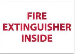 NMC - Fire Extinguisher Inside, Pressure Sensitive Vinyl Fire Sign - 9" Wide x 6" High, Glow-in-the-Dark - Industrial Tool & Supply