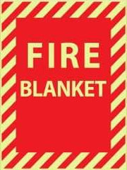 NMC - Fire Blanket, Plastic Fire Sign - 9" Wide x 12" High, Glow-in-the-Dark - Industrial Tool & Supply