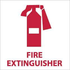 NMC - Fire Extinguisher, Pressure Sensitive Vinyl Fire Sign - 7" Wide x 7" High, Glow-in-the-Dark - Industrial Tool & Supply