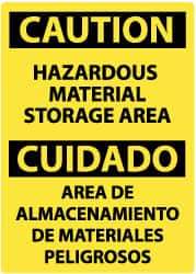 NMC - "Caution - Hazardous Material Storage Area", 14" Long x 10" Wide, Rigid Plastic Safety Sign - Rectangle, 0.05" Thick, Use for Hazardous Materials - Industrial Tool & Supply