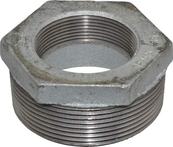 Made in USA - Class 150, 3 x 2" Galvanized Pipe Hex Bushing - Threaded, Malleable Iron - Industrial Tool & Supply