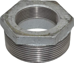 Made in USA - Class 150, 3 x 2" Galvanized Pipe Hex Bushing - Threaded, Malleable Iron - Industrial Tool & Supply