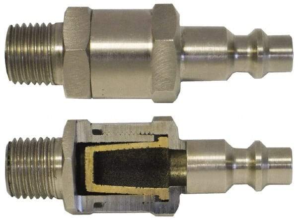 Coilhose Pneumatics - 1/4 Male NPT Tru-Flate Automotive Pneumatic Hose Connector - Brass Nickel Plated, 3/8" Body Diam - Industrial Tool & Supply