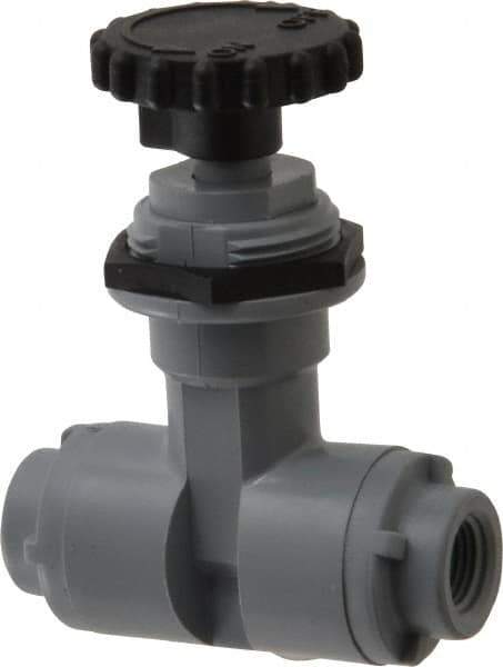 Specialty Mfr - 1/8" Pipe, Inline Needle Valve - PTFE Seal, FNPT x FNPT Ends, PVC Valve, 125 Max psi - Industrial Tool & Supply