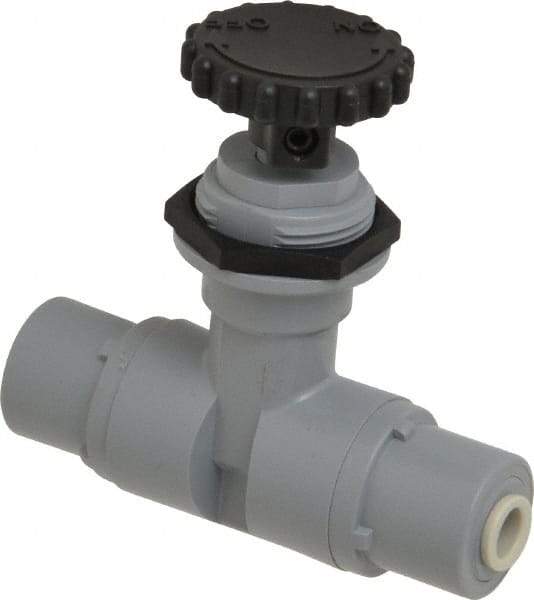Specialty Mfr - 1/4" Pipe, Inline Needle Valve - EPDM Seal, Push To Connect x Push To Connect Ends, PVC Valve, 125 Max psi - Industrial Tool & Supply