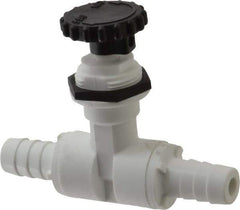 Specialty Mfr - 1/2" Pipe, Inline Needle Valve - PTFE Seal, Barbed x Barbed Ends, Polypropylene Valve, 125 Max psi - Industrial Tool & Supply