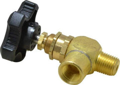 Specialty Mfr - 1/4" Pipe, Angled Needle Valve - MNPT x FNPT Ends, Brass Valve, 500 Max psi - Industrial Tool & Supply
