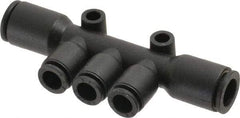 Legris - 8 x 6mm Outside Diam, Nylon Push-to-Connect Multiple Tee with Mounting Holes - 290 Max psi, Black - Industrial Tool & Supply