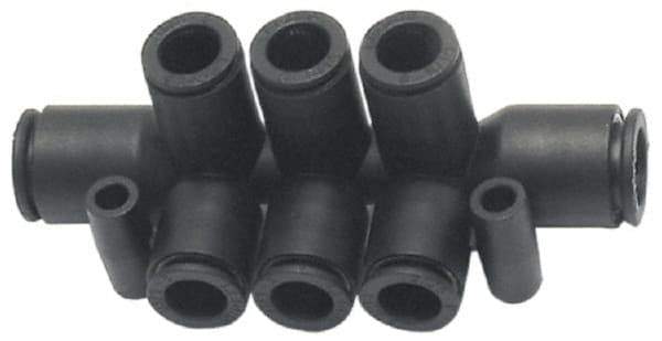 Legris - 10 x 8mm Outside Diam, Nylon Push-to-Connect Double Multiple Tee with Mounting Holes - 290 Max psi, Black - Industrial Tool & Supply