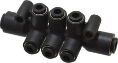 Legris - 6 x 4mm Outside Diam, Nylon Push-to-Connect Double Multiple Tee with Mounting Holes - 290 Max psi, Black - Industrial Tool & Supply