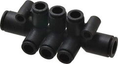 Legris - 8 x 6mm Outside Diam, Nylon Push-to-Connect Double Multiple Tee with Mounting Holes - 290 Max psi, Black - Industrial Tool & Supply