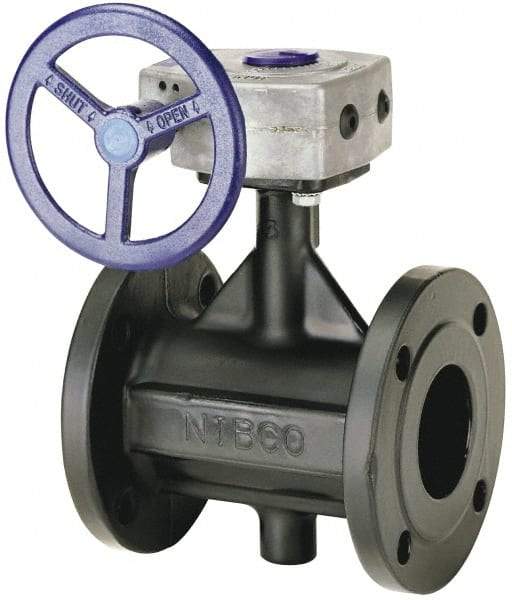NIBCO - 8" Pipe, Flanged Butterfly Valve - Bare Stem Handle, Ductile Iron Body, Polyamide Seat, 285 WOG, EPDM Coated Ductile Iron Disc, Stainless Steel Stem - Industrial Tool & Supply