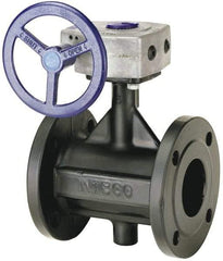 NIBCO - 4" Pipe, Flanged Butterfly Valve - Bare Stem Handle, Ductile Iron Body, Polyamide Seat, 285 WOG, EPDM Coated Ductile Iron Disc, Stainless Steel Stem - Industrial Tool & Supply
