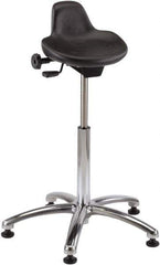 Bevco - 27" Wide x 27" Deep x 20 to 30" High, Steel Base, Adjustable Height Swivel Stool - Polyurethane Seat, Black - Industrial Tool & Supply