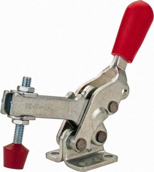 De-Sta-Co - 600 Lb Holding Capacity, Vertical Handle, Manual Hold Down Toggle Clamp - 66° Handle Movement, 75° Bar Opening, U-Bar, Flanged Base, Electro-Plated Zinc, Carbon Steel - Industrial Tool & Supply