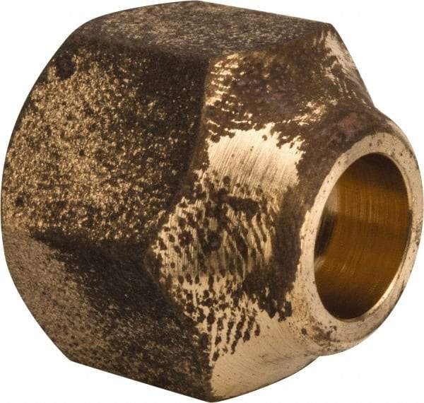 Parker - 5/16" Tube OD, 45° Brass Flared Tube Short Nut - 1/2-20 UNF, Flare Ends - Industrial Tool & Supply