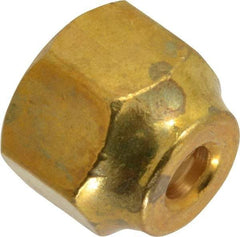 Parker - 3/8 x 1/4" Tube OD, 45° Brass Flared Tube Short Nut - 5/8-18 UNF, Flare Ends - Industrial Tool & Supply